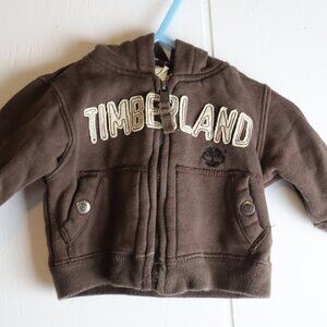 Timberland Baby Boys 3-6 Month Brown Hoodie Jacket Logo Sweatshirt Zip Up